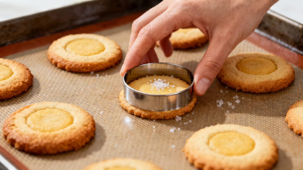 Cookies dorés à 180 °C arrondis à l’emporte-pièce