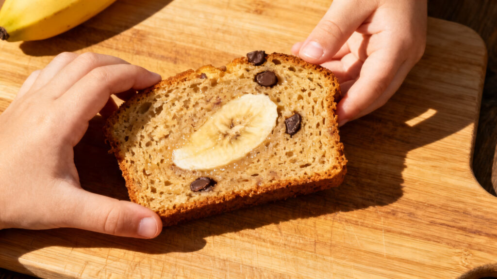Banana bread facile, goûter sain enfant moelleux