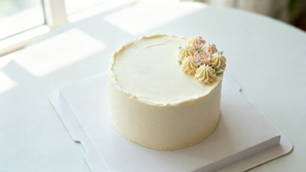 Décor coréen pastel avec petites fleurs en piping