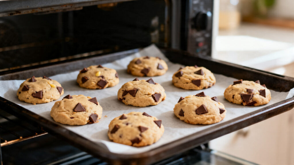 Boules de pâte 45 g espacées, plaque papier cuisson 180 °C