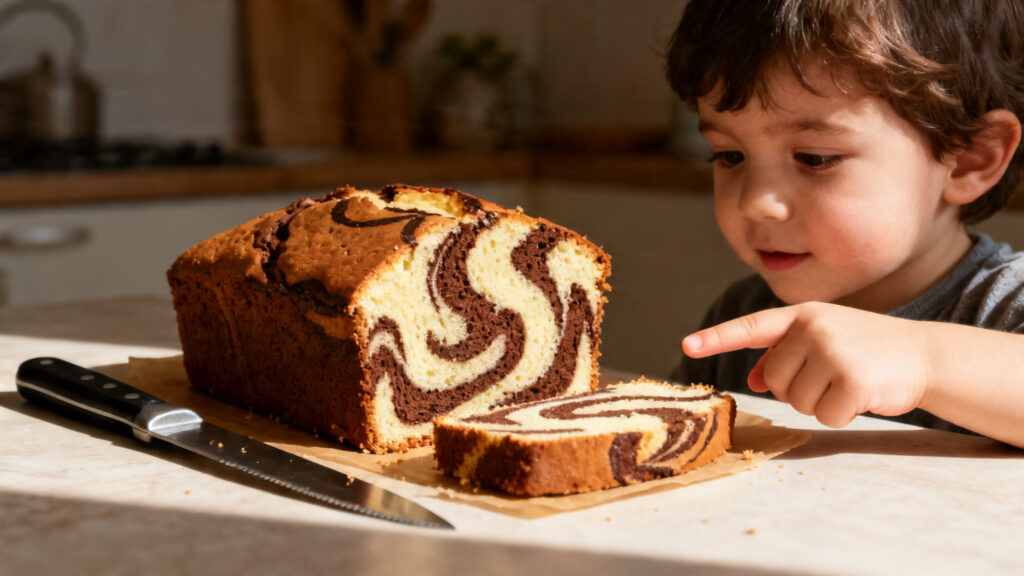 Cake marbré maison, gâteau enfant facile au goûter