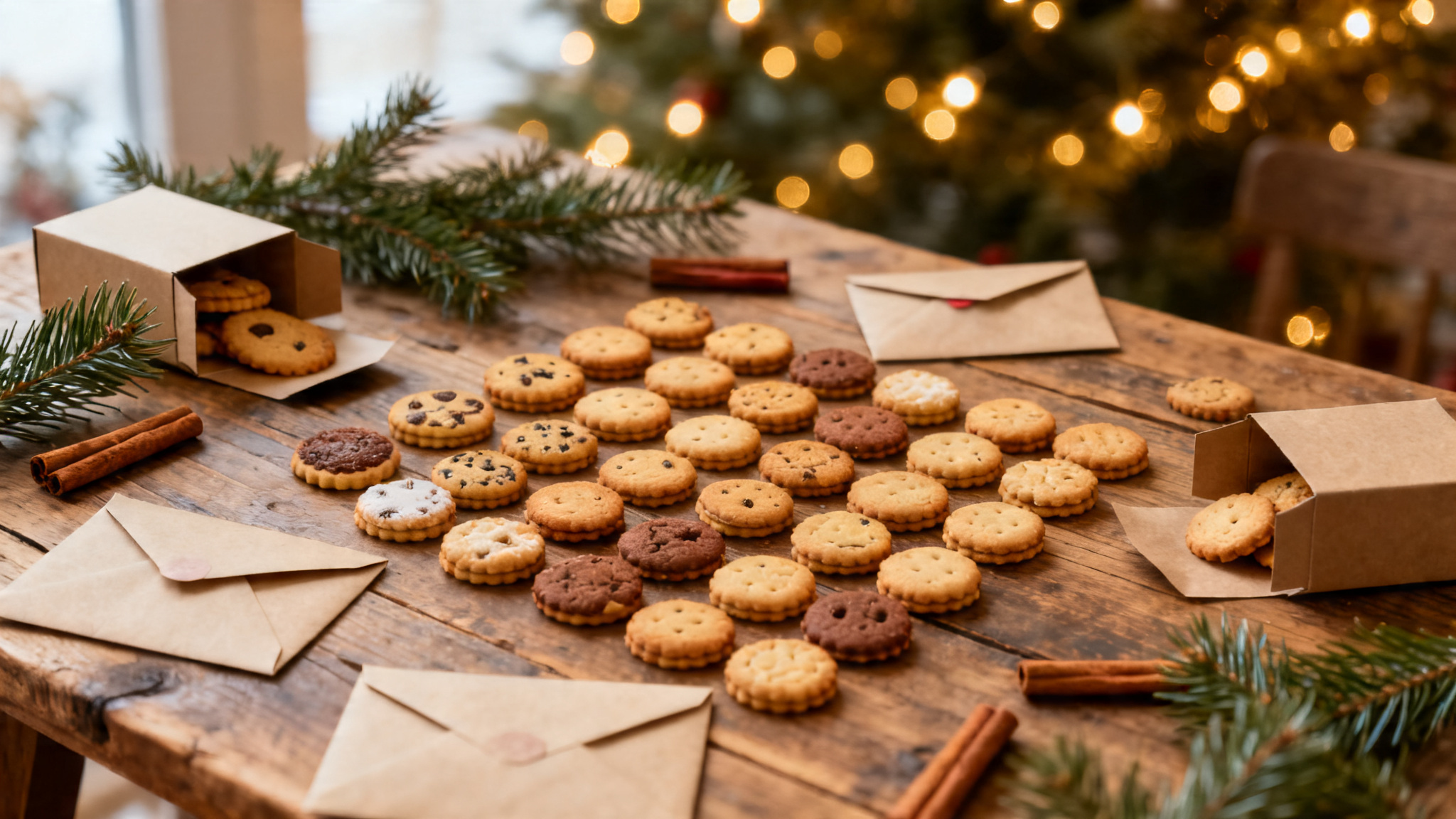 Assortiment pour un calendrier de l’Avent de cookies faits maison