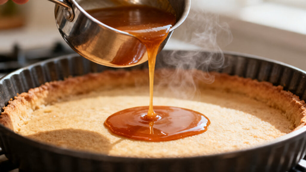 Caramel maison ambré coulé dans le moule