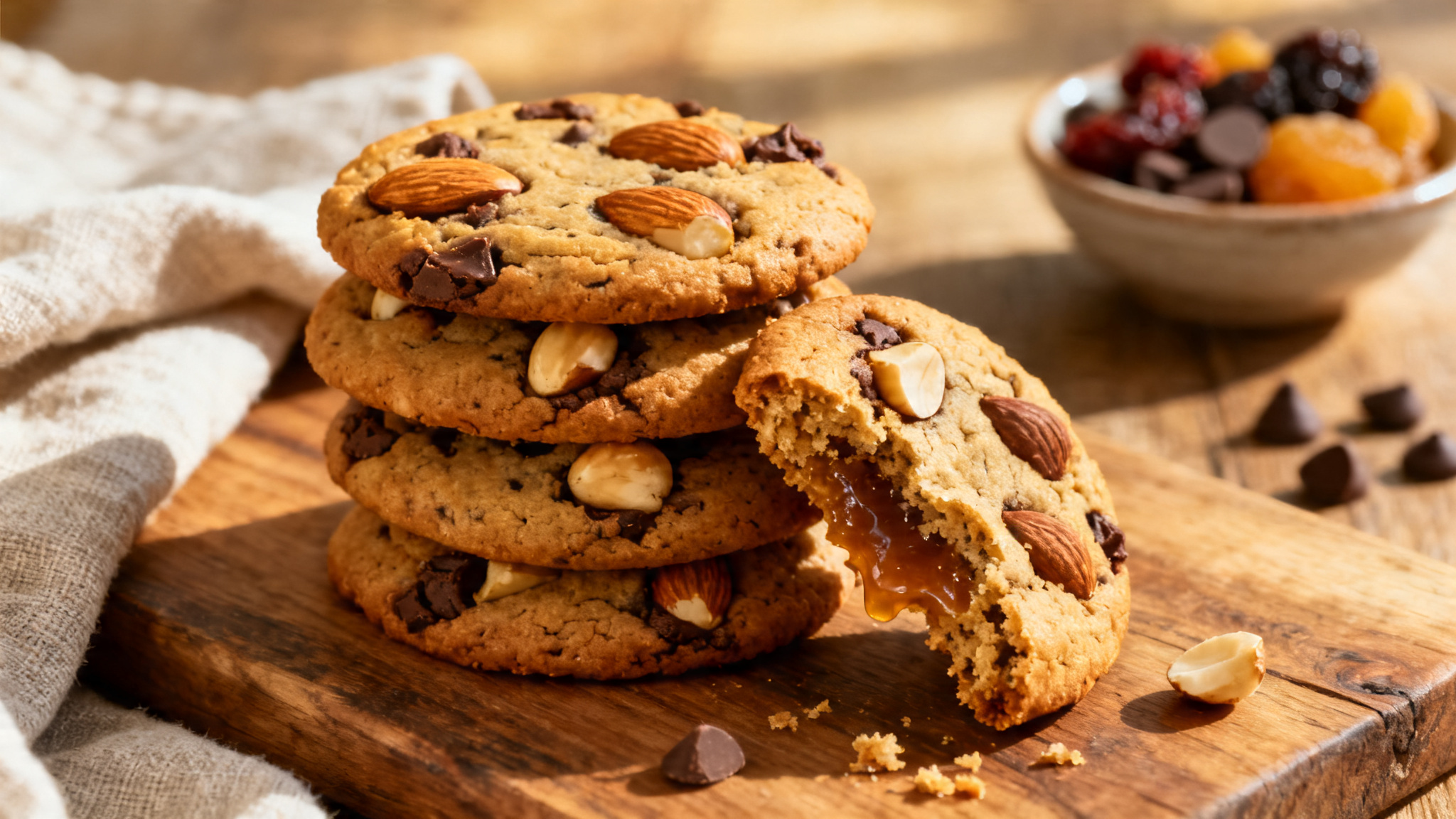 Recette cookie aux amandes, noisettes et chocolat, cookies dorés