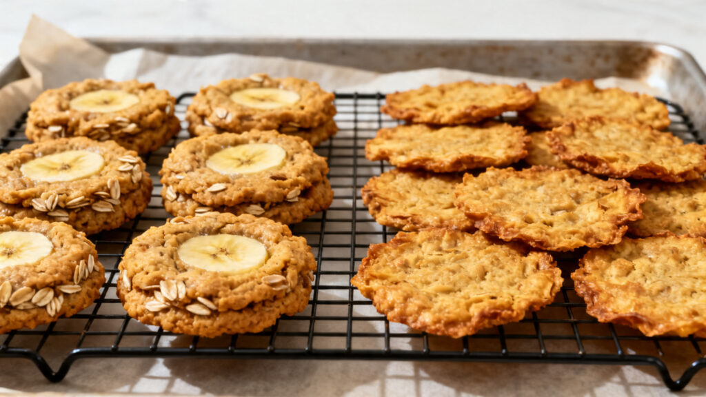 Cookies avoine banane moelleux et plus croustillants côte à côte