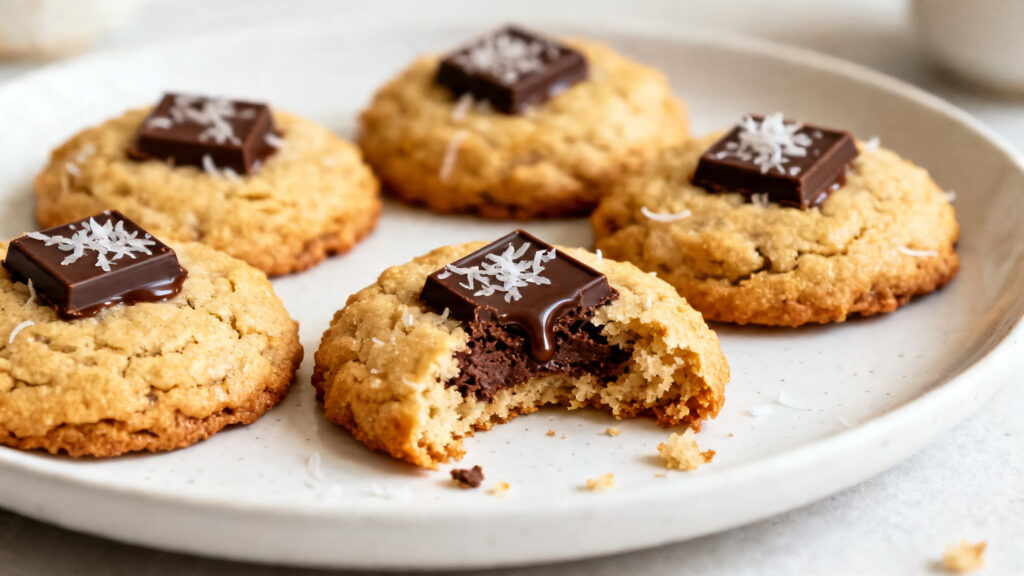Cookies Bounty coco avec carré de chocolat fondant