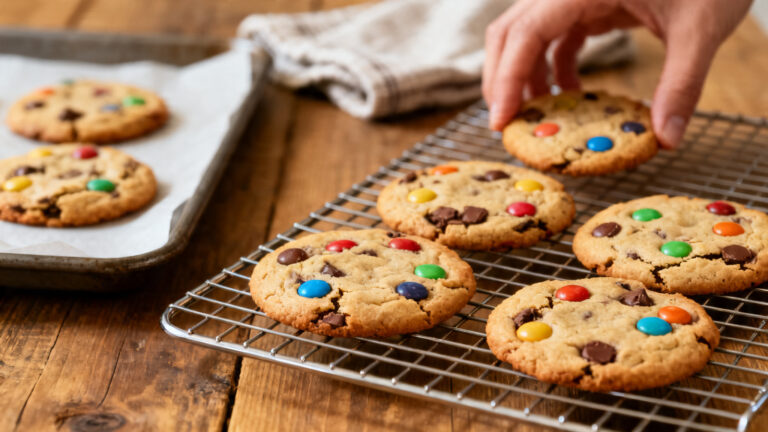 Recette de cookies au chocolat et aux Smarties sur grille