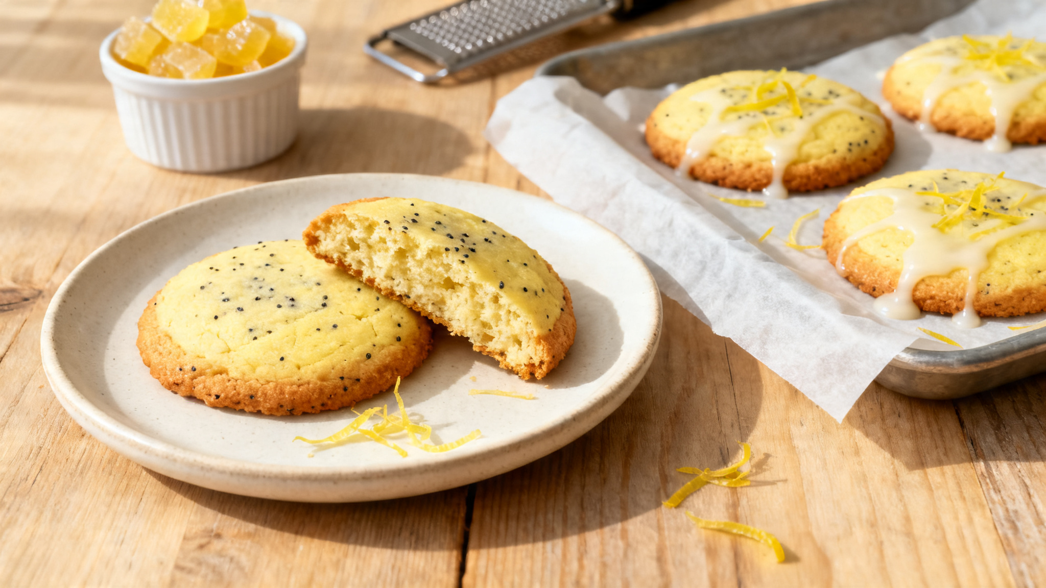 Recette de cookies au citron confit et pavot, bords dorés