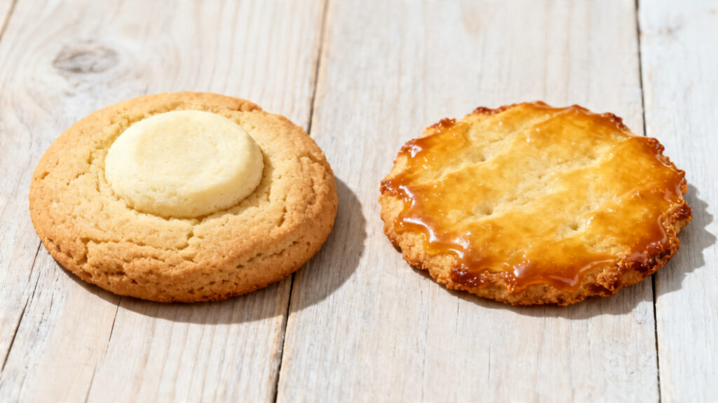 Comparatif visuel cookies moelleux et croustillants sur grille