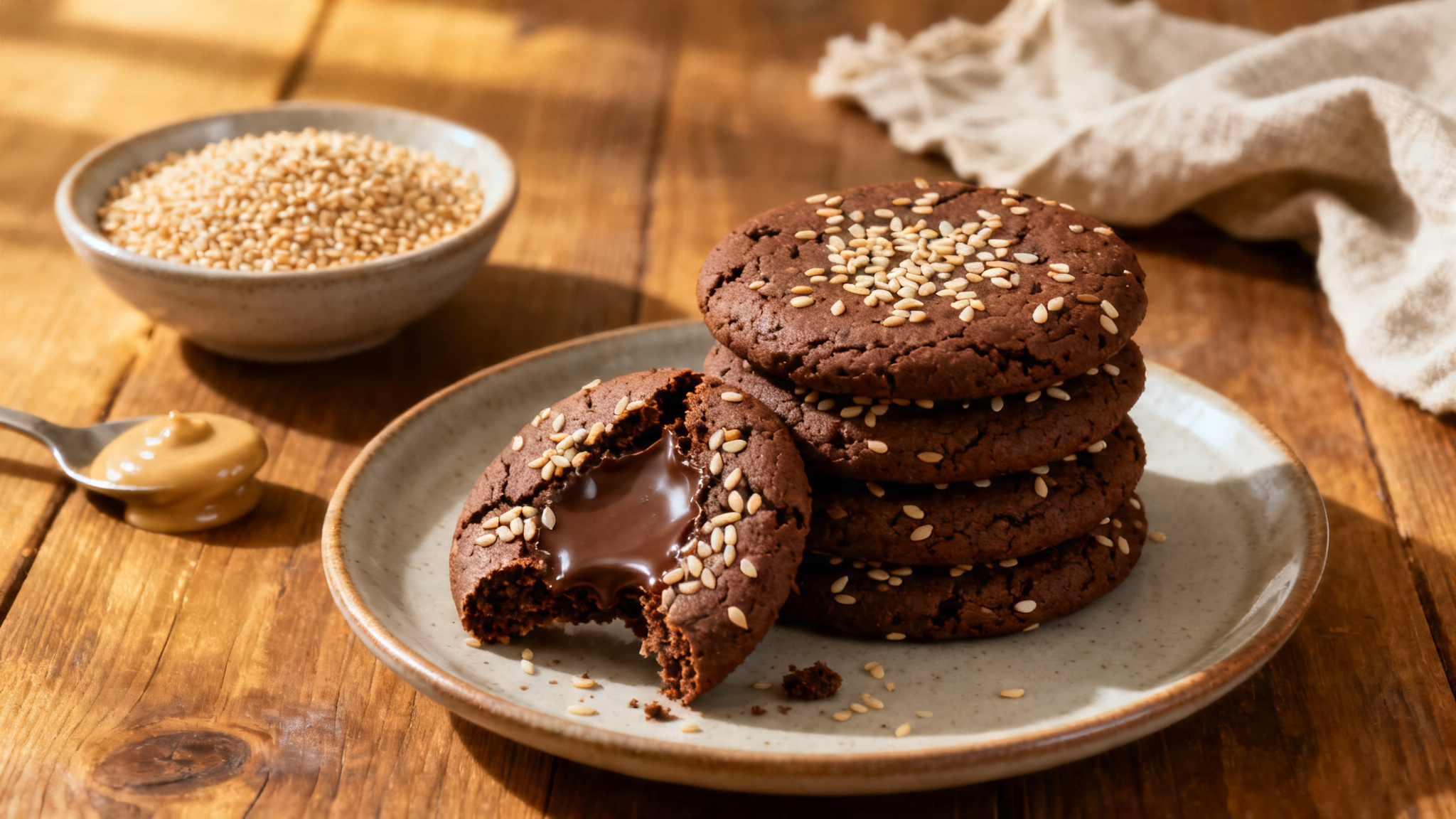 Recette de cookies au sésame avec tahini et chocolat fondant