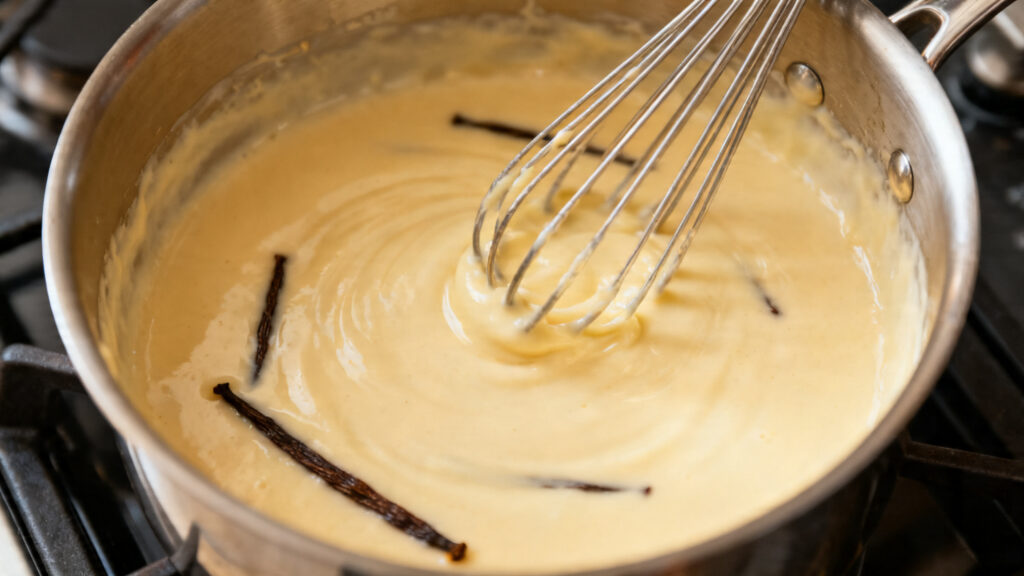 Crème pâtissière vanille épaisse avec graines visibles