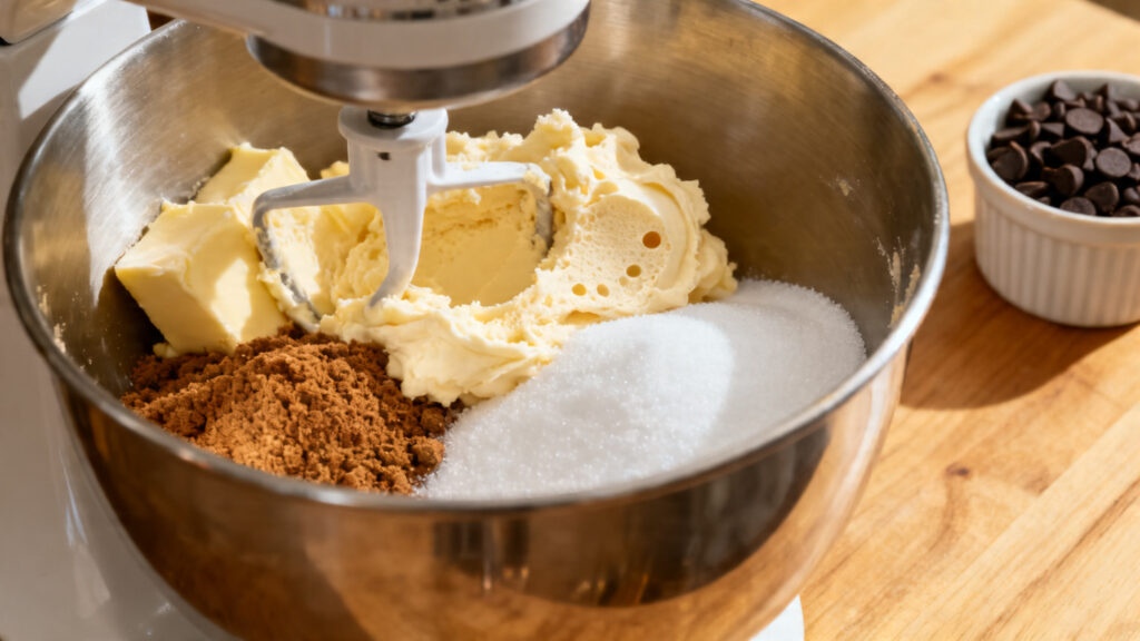 Crémage beurre et sucres pour pâte à cookie géant