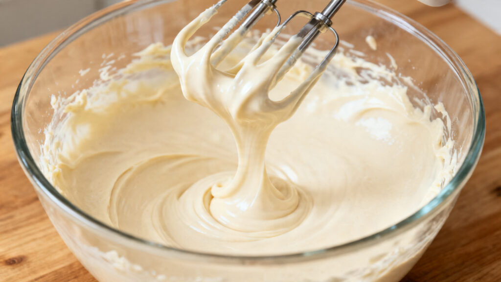 Beurre, sucres et tahini crémés jusqu’à texture onctueuse