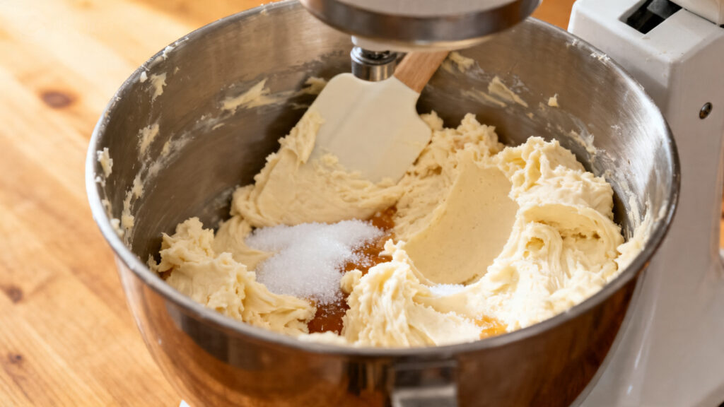 Beurre pommade crémé avec cassonade et sucre blanc