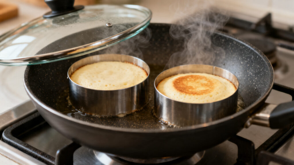 Pâte qui gonfle dans des cercles à feu doux