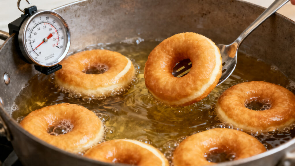 Donuts en friture, température huile 170-175 °C stable