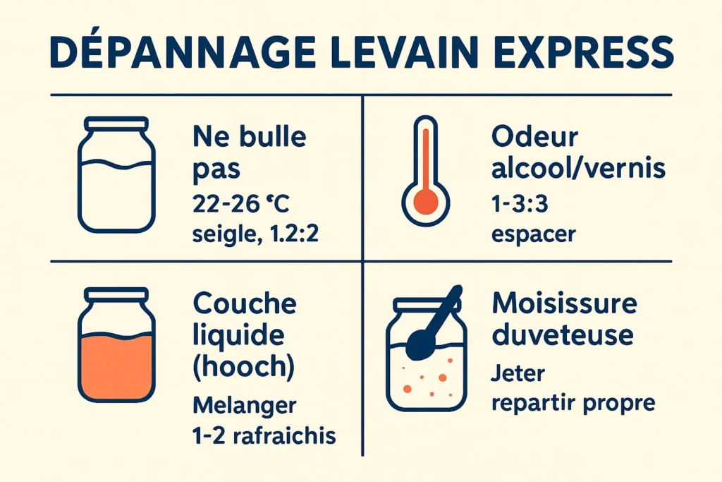 Symptômes du levain et solutions rapides en un coup d'œil