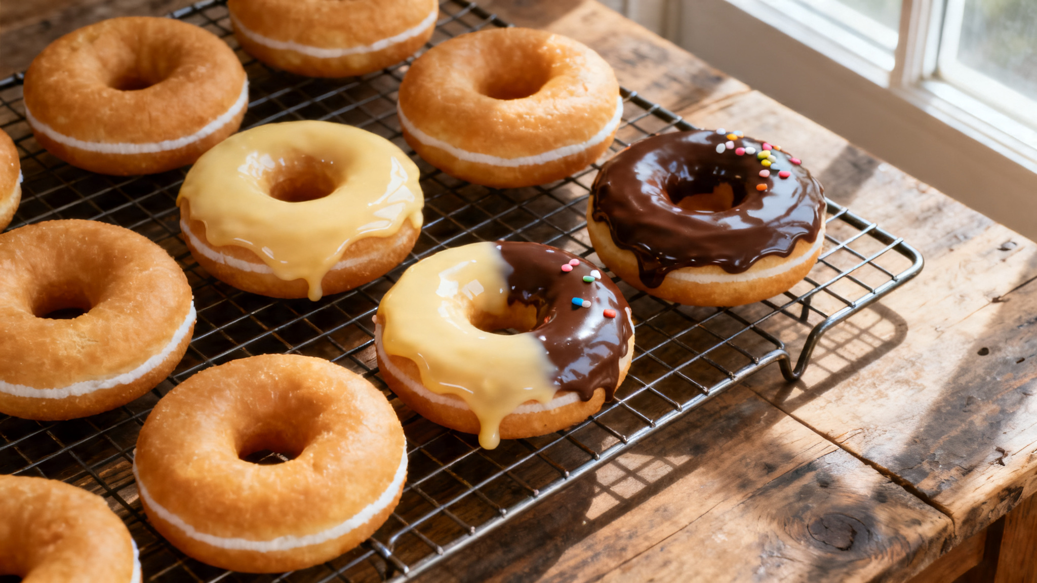 Assortiment de donuts glacés dorés, recette de donuts maison moelleux