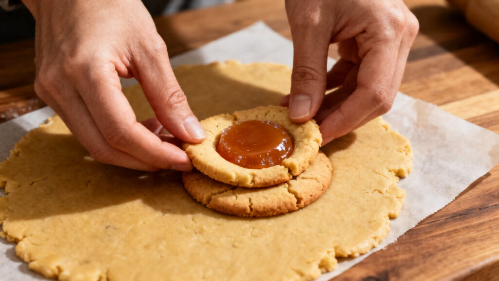 Façonnage double disque avec insert caramel congelé