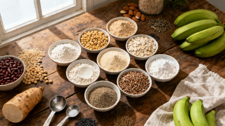 Assortiment de farines IG bas pour choisir la farine la moins calorique