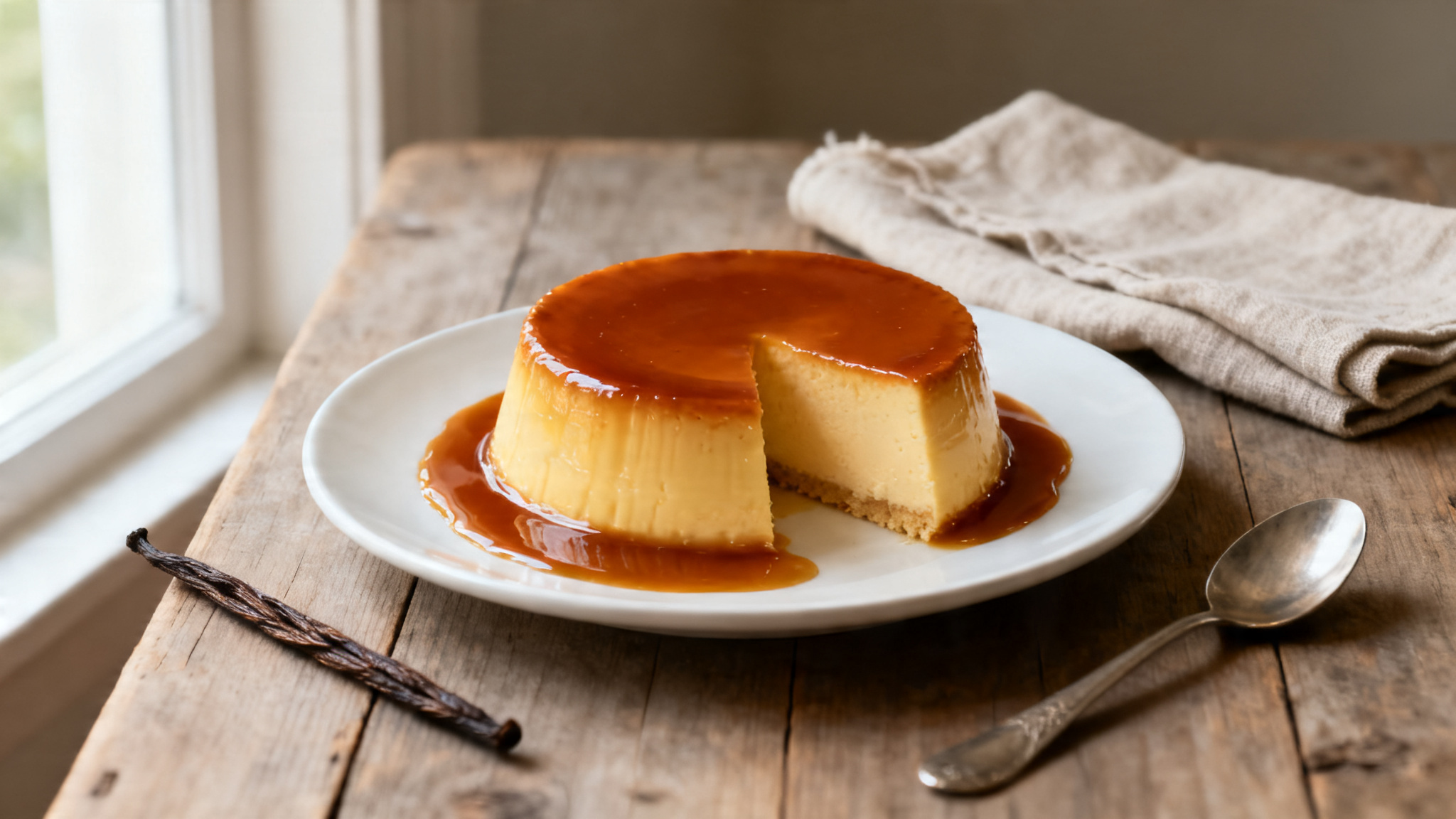 Flan aux oeufs inratable démoulé, caramel ambré