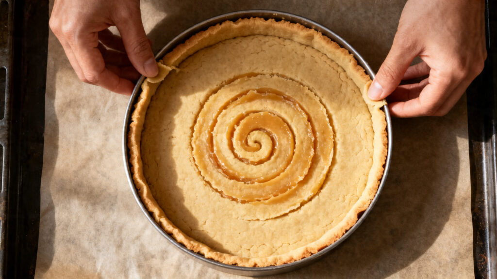 Frangipane pochée en spirale, bordure de 2 cm libre