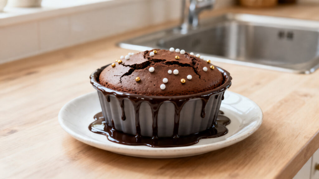 Gâteau au chocolat micro-ondes avec ganache minute