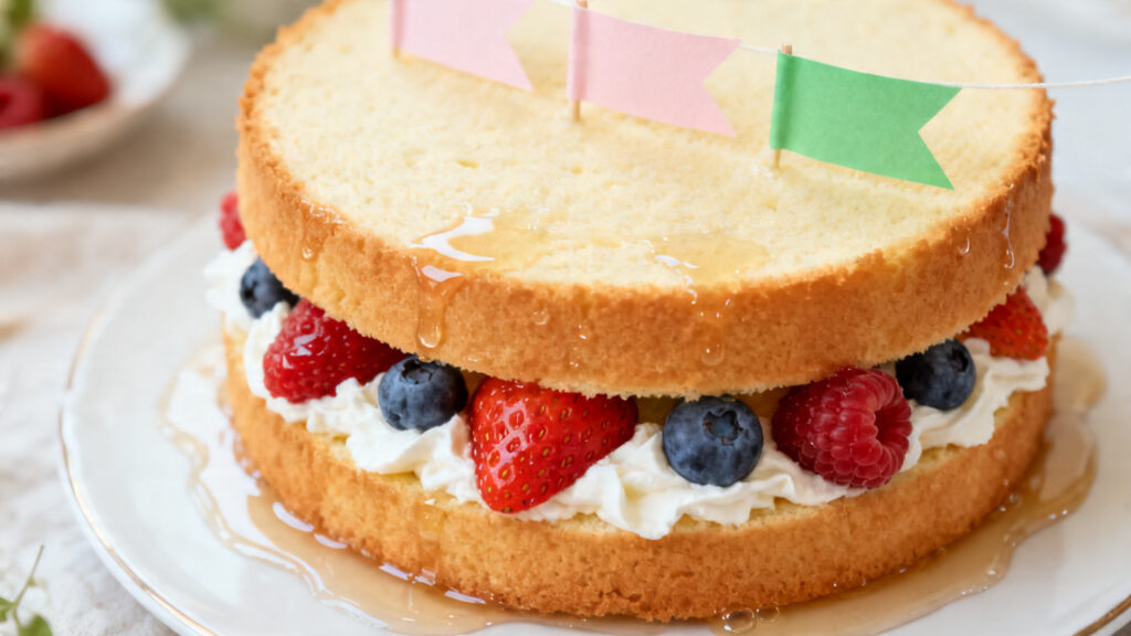 Génoise garnie chantilly et fruits de saison