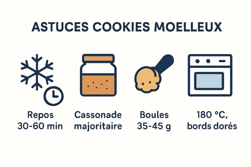 Infographie astuces moelleux repos sucre taille four
