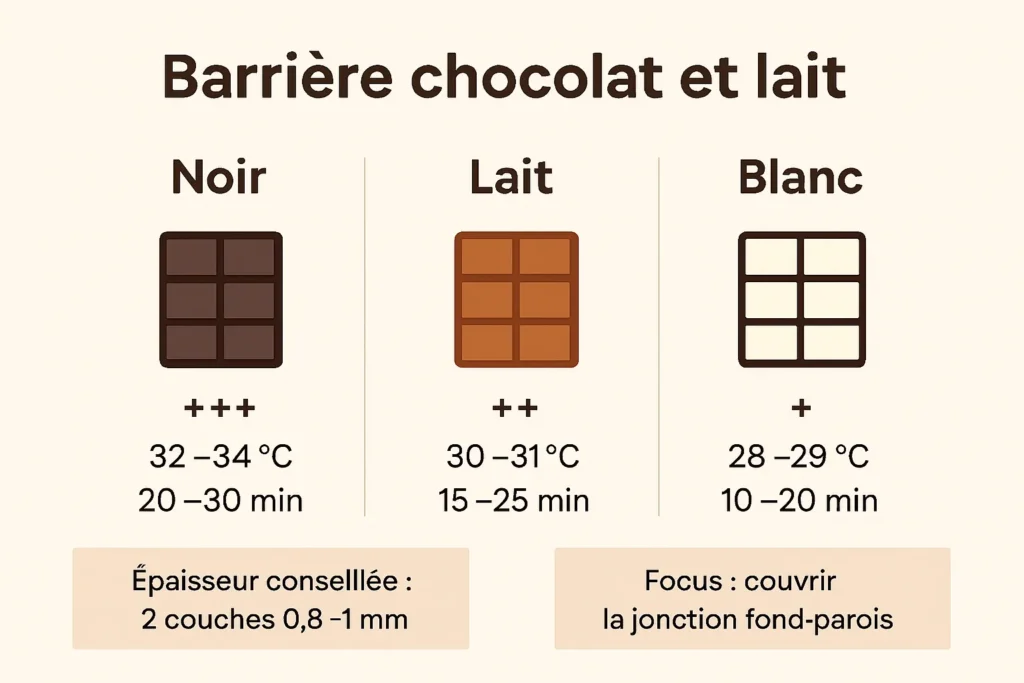 Comparatif chocolat noir, lait et blanc pour l’étanchéité