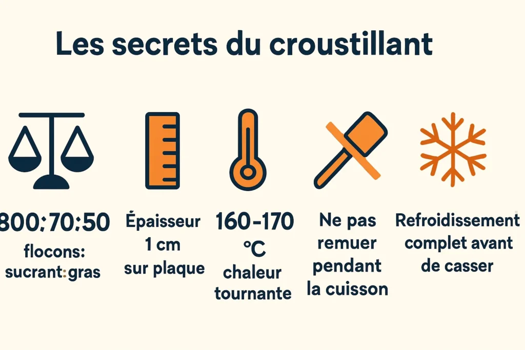 Infographie des secrets pour un granola vraiment croustillant