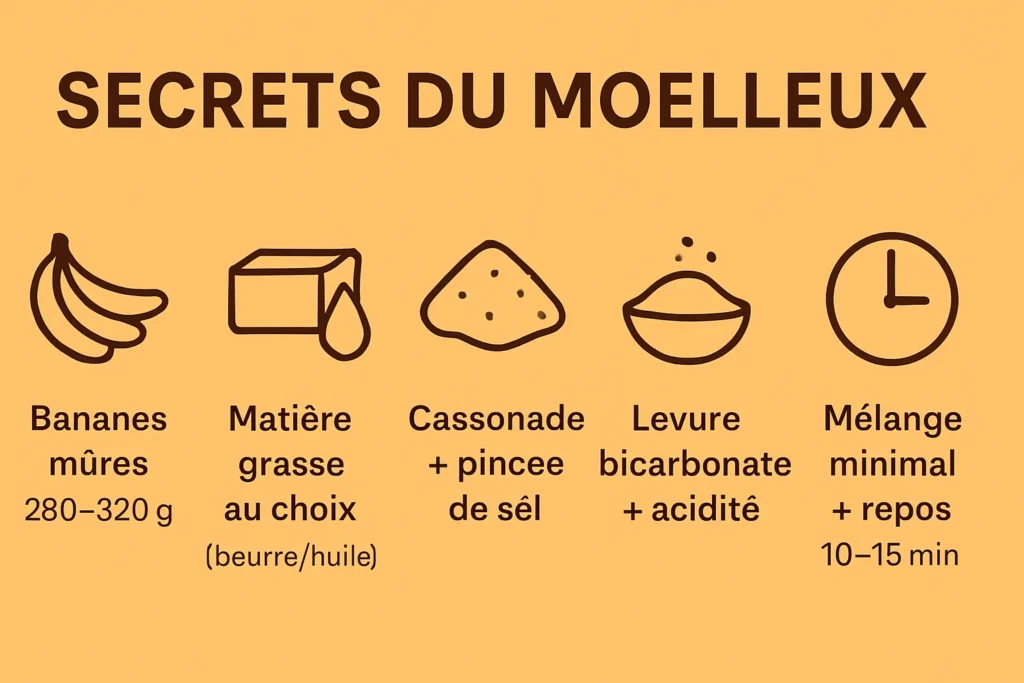 Infographie des secrets du moelleux garanti du banana bread