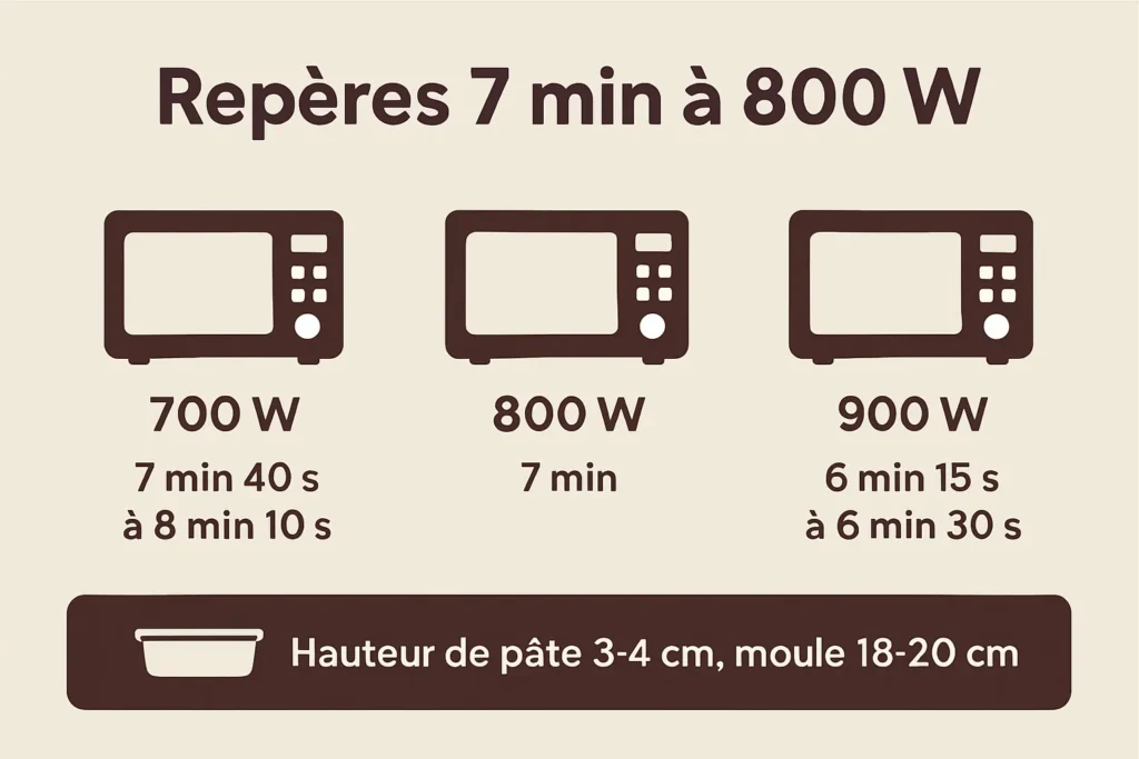 Repères de cuisson micro-ondes 700, 800 et 900 W