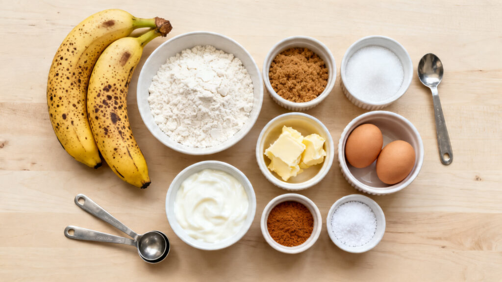 Ingrédients clés du cake banane très moelleux