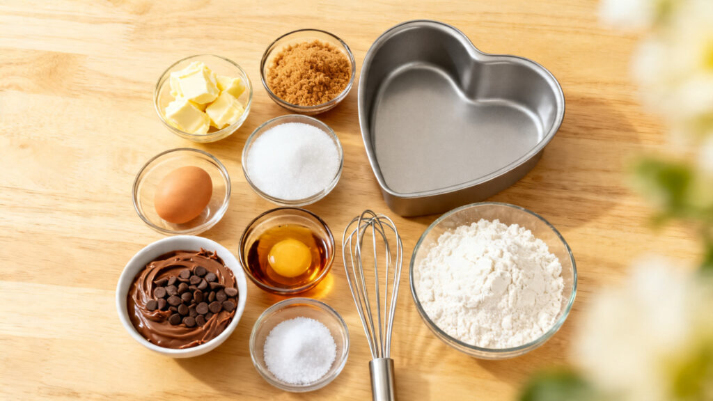 Ingrédients pesés pour cookie géant Nutella avec pépites