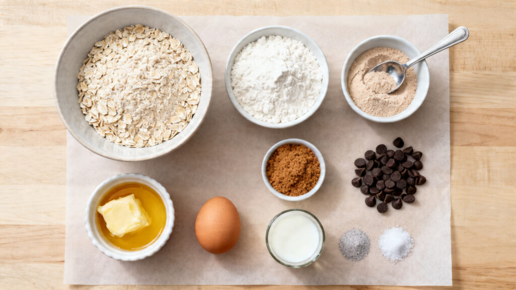 Ingrédients pesés pour cookies protéinés maison