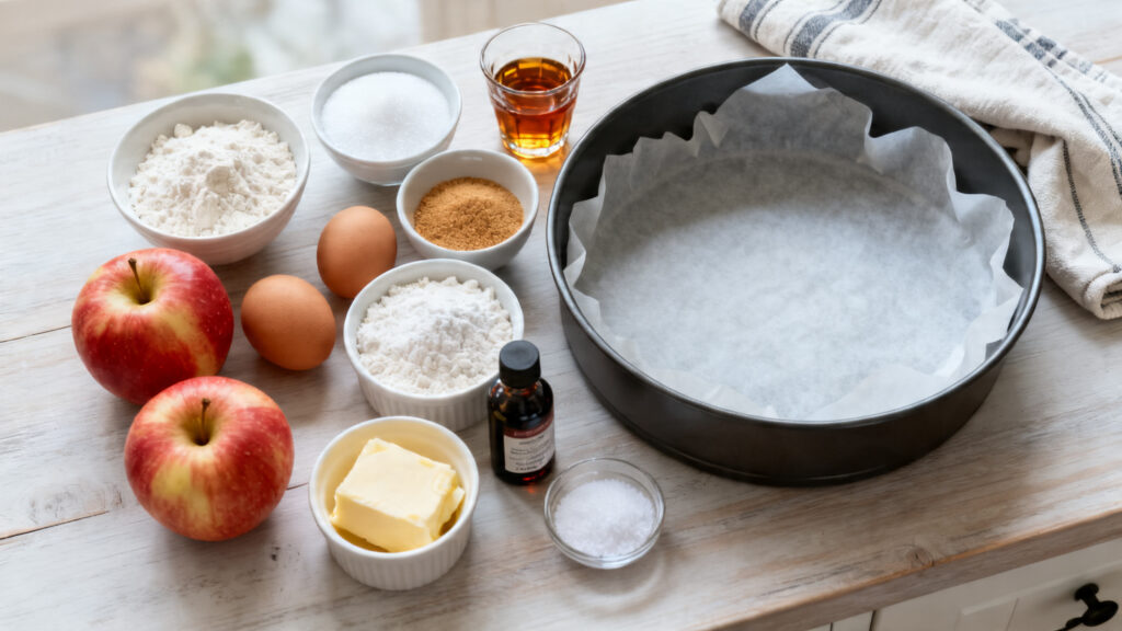 Ingrédients du gâteau renversé aux pommes caramélisées