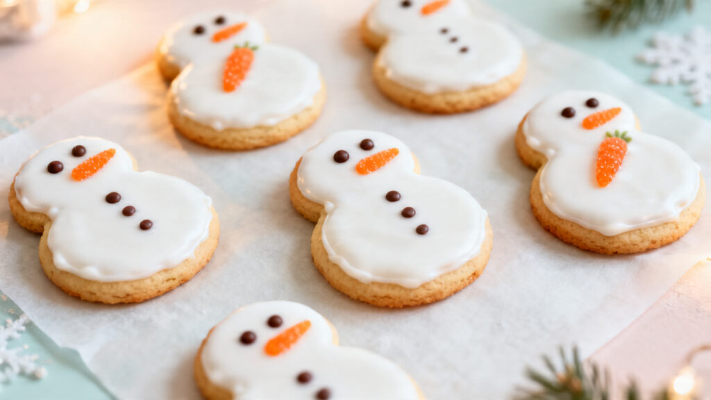 Mini cookies bonhomme de neige au glaçage blanc