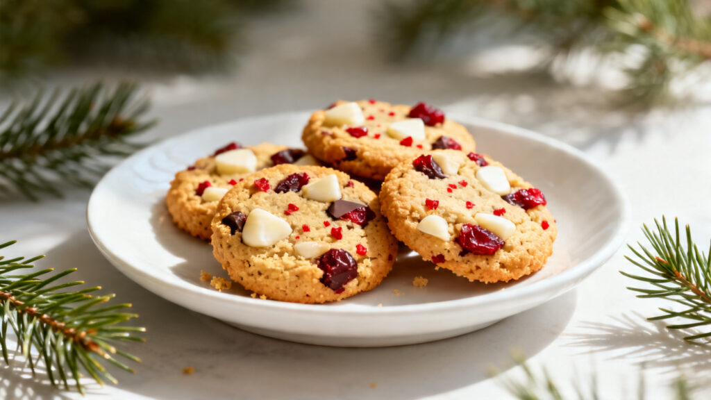 Mini cookies chocolat blanc et cranberries acidulées