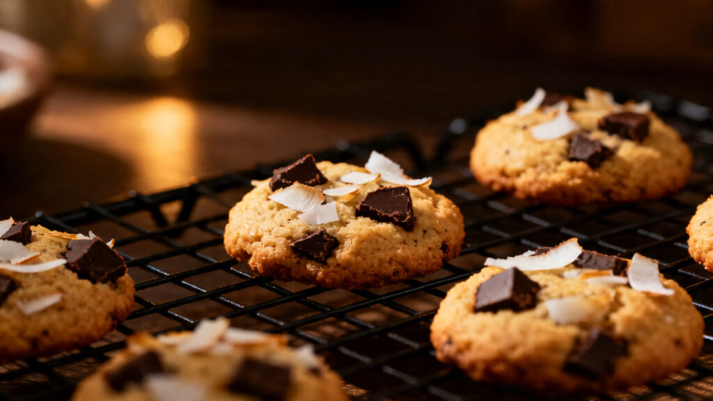 Mini cookies coco torréfiée et chocolat noir 70 %
