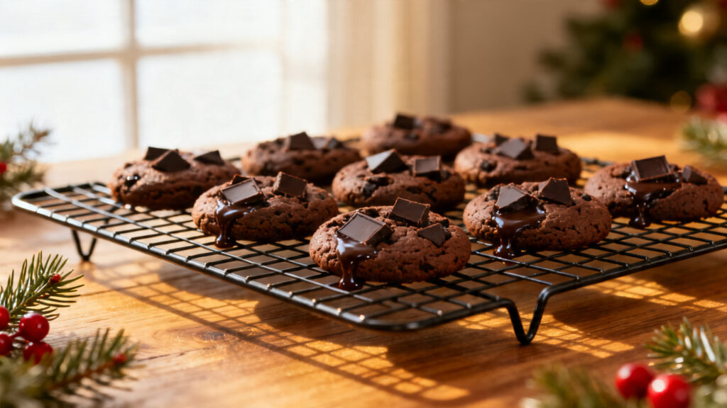 Mini cookies double chocolat au cœur fondant