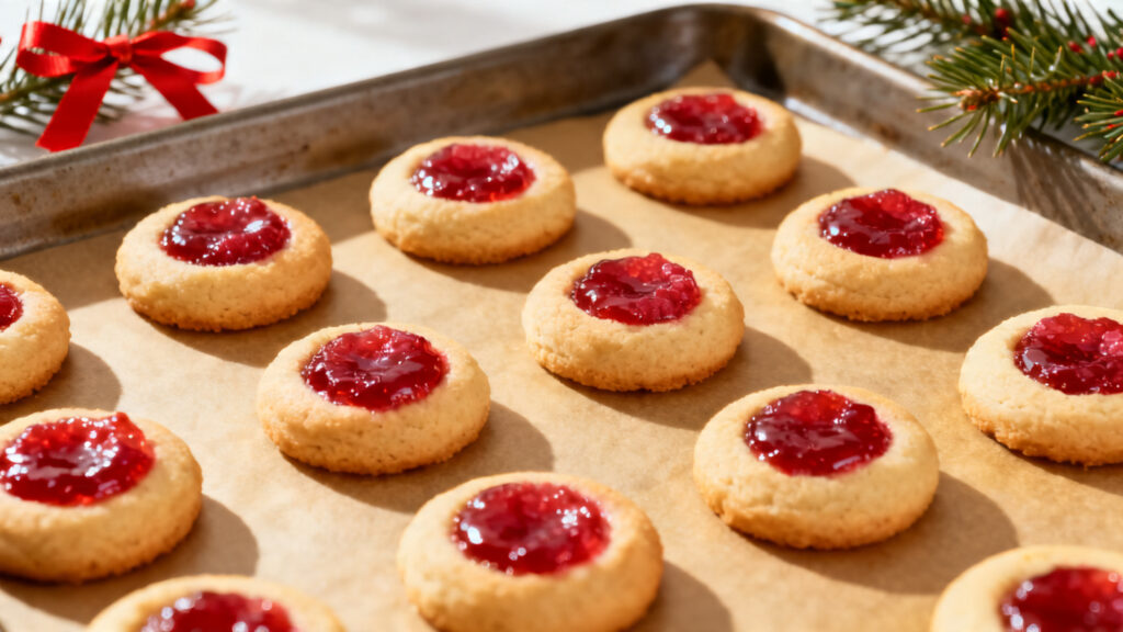 Mini thumbprint cookies à la confiture de framboise