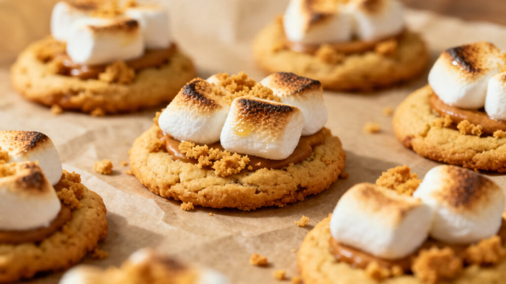 Mini cookies s’mores aux mini-guimauves dorées