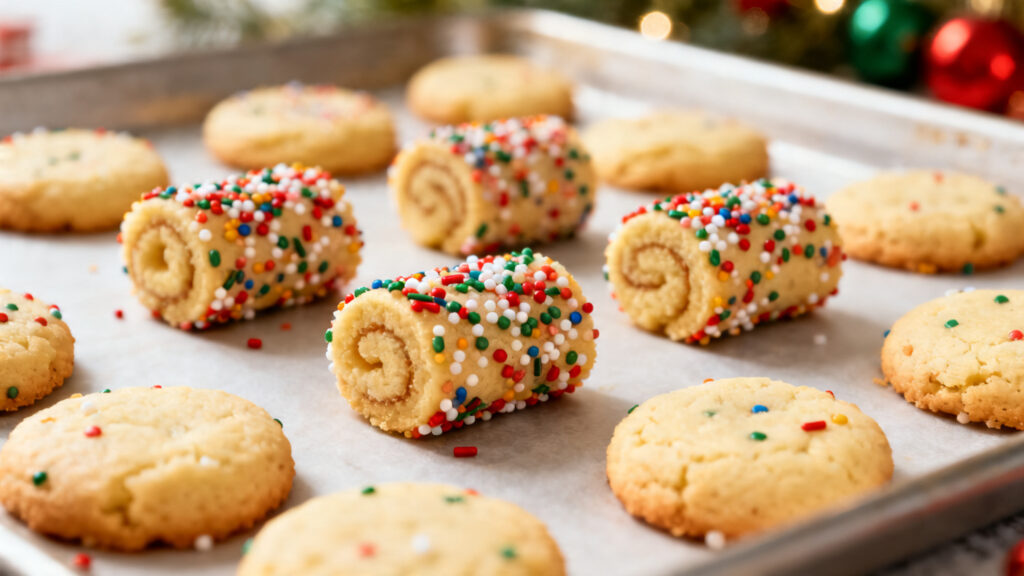 Mini cookies vanille aux sprinkles de Noël