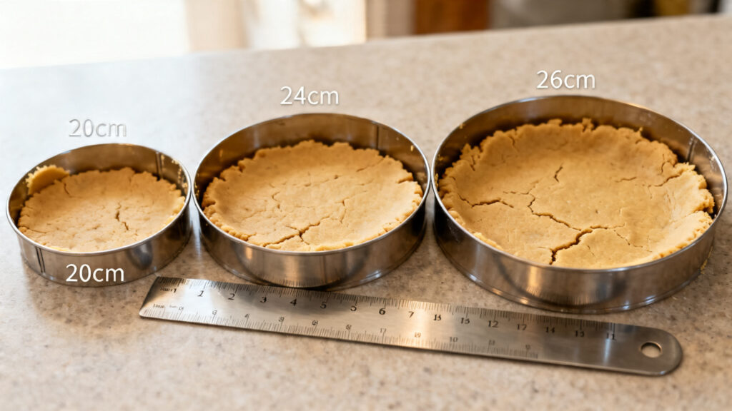 Moules ronds 20, 24 et 26 cm avec pâte étalée