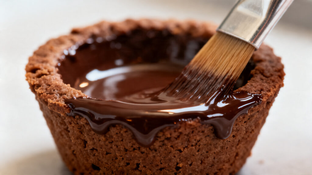 Nappage chocolat tempéré sur la jonction fond-parois