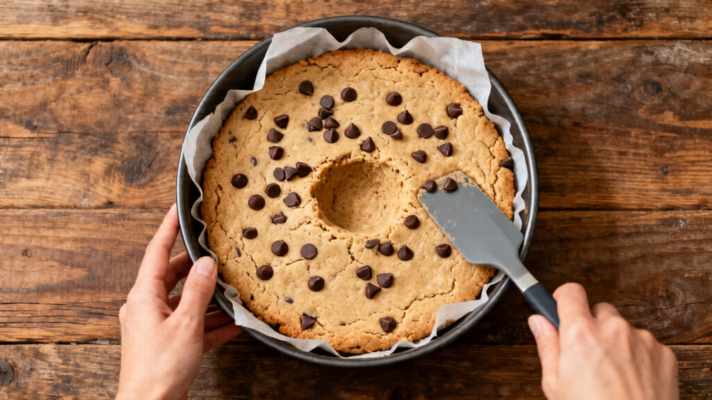 Pâte de cookie géant dans moule 20 cm, 2 à 2,5 cm d’épaisseur