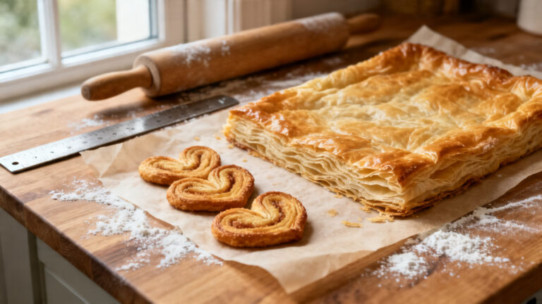Résultat final doré pour une recette de pâte feuilletée maison