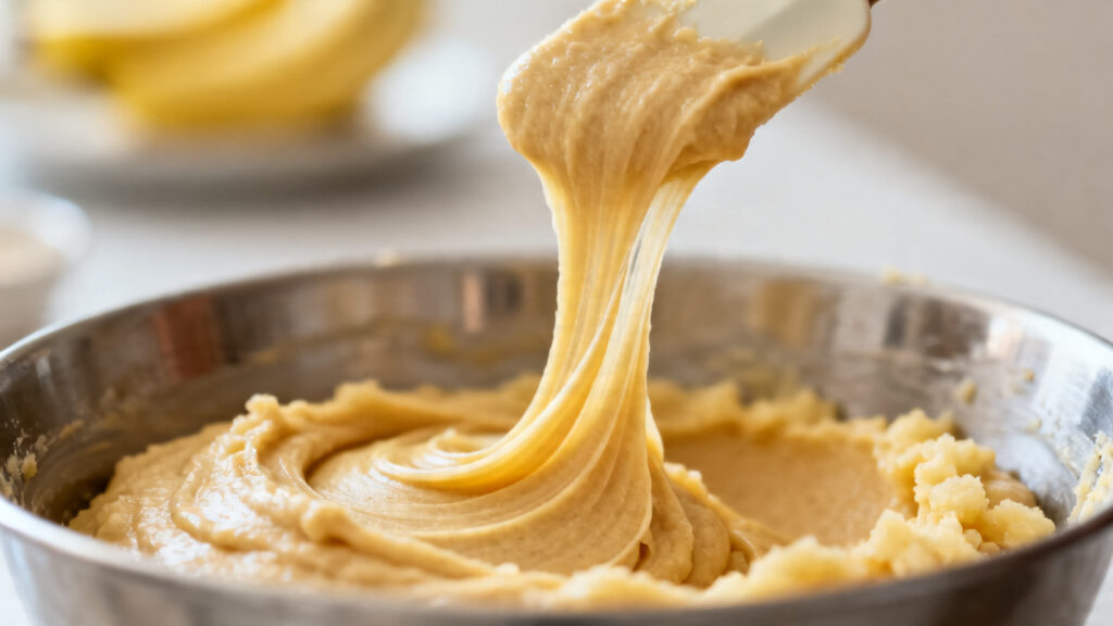 Pâte de pancakes à consistance en ruban épais, prête à cuire