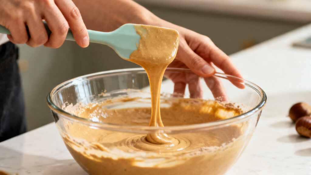 Pâte de gâteau sans gluten tombant en ruban lisse